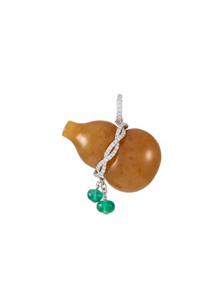 SAMUEL KUNG | 18K White Gold Jade Diamond Emerald Pendant