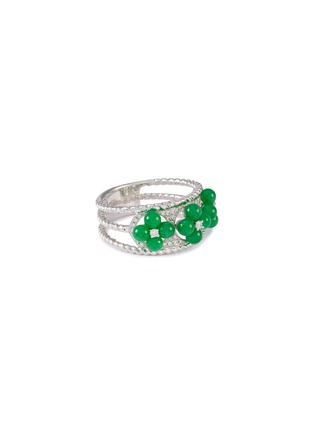 Main View - Click To Enlarge - SAMUEL KUNG - 18K White Gold Jadeite Bead Diamond Ring — US 6.5