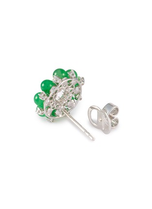 Detail View - Click To Enlarge - SAMUEL KUNG - 18K White Gold Jadeite Bead Diamond Earrings