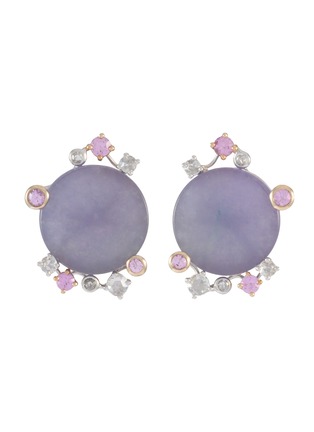 SAMUEL KUNG | 18K White Gold Lavender Jade Diamond Sapphire Earrings