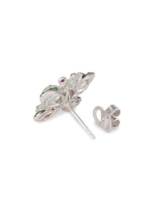 Detail View - Click To Enlarge - SAMUEL KUNG - 18K White Gold Jade Diamond Sapphire Ruby Garnet Earrings