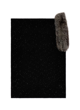 Detail View - Click To Enlarge - LANE'S - Embellished Fur Collar Wool Cashmere Knit Shawl