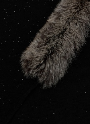 Detail View - Click To Enlarge - LANE'S - Embellished Fur Collar Wool Cashmere Knit Shawl