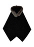 LANE'S Embellished Fur Collar Wool Cashmere Knit Shawl