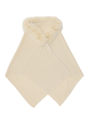 Main View - Click To Enlarge - LANE'S - Fur Collar Wool Cashmere Knit Shawl