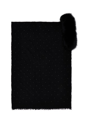 Detail View - Click To Enlarge - LANE'S - Embellished Fur Collar Wool Cashmere Shawl