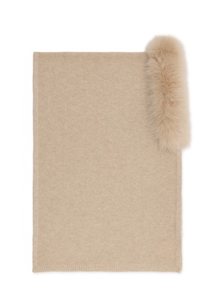 Detail View - Click To Enlarge - LANE'S - Fur Collar Wool Cashmere Knit Shawl