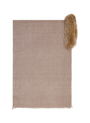 Detail View - Click To Enlarge - LANE'S - Embellished Fur Collar Wool Cashmere Shawl