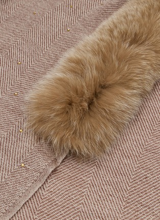 Detail View - Click To Enlarge - LANE'S - Embellished Fur Collar Wool Cashmere Shawl