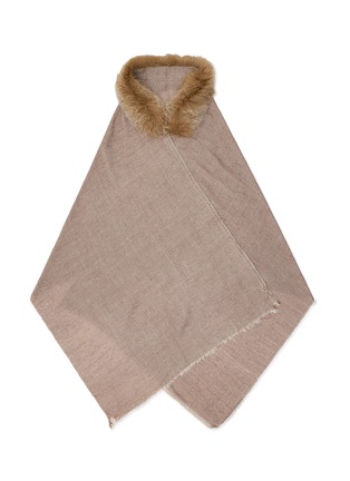Main View - Click To Enlarge - LANE'S - Embellished Fur Collar Wool Cashmere Shawl