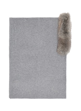 Detail View - Click To Enlarge - LANE'S - Embellished Fur Collar Wool Cashmere Shawl