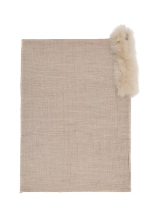 Detail View - Click To Enlarge - LANE'S - Embellished Fur Collar Wool Cashmere Shawl