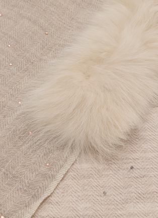 Detail View - Click To Enlarge - LANE'S - Embellished Fur Collar Wool Cashmere Shawl