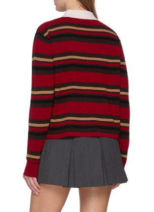 Back View - Click To Enlarge - GUEST IN RESIDENCE - Cropped Striped Cashmere Rugby Knit Sweater