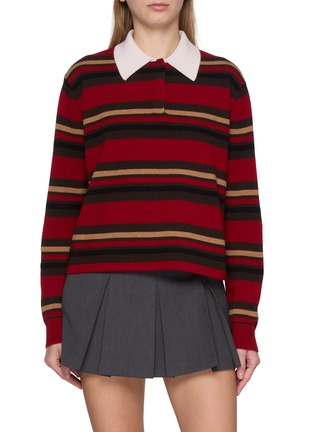 Main View - Click To Enlarge - GUEST IN RESIDENCE - Cropped Striped Cashmere Rugby Knit Sweater