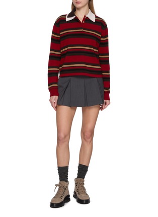 Figure View - Click To Enlarge - GUEST IN RESIDENCE - Cropped Striped Cashmere Rugby Knit Sweater
