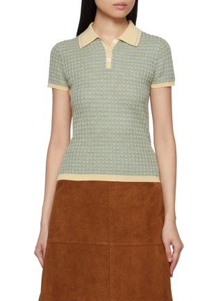 Main View - Click To Enlarge - GUEST IN RESIDENCE - Chevron Shrunken Cashmere Knit Polo Shirt