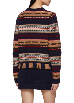 Back View - Click To Enlarge - GUEST IN RESIDENCE - Western Striped Wool Cashmere Crewneck Sweater