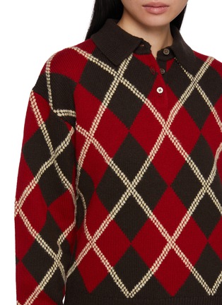  - GUEST IN RESIDENCE - Collegiate Long Sleeve Argyle Knit Polo Shirt