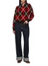 Figure View - Click To Enlarge - GUEST IN RESIDENCE - Collegiate Long Sleeve Argyle Knit Polo Shirt