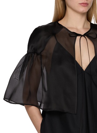 - THE LOOM - Cut Out Tie Front Cape Silk Top