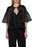 Main View - Click To Enlarge - THE LOOM - Cut Out Tie Front Cape Silk Top