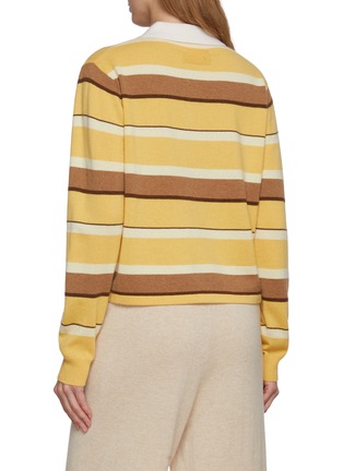 Back View - Click To Enlarge - GUEST IN RESIDENCE - Cropped Striped Knit Cashmere Rugby Sweatshirt