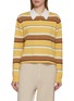 GUEST IN RESIDENCE Cropped Striped Knit Cashmere Rugby Sweatshirt