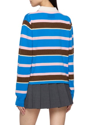 Back View - Click To Enlarge - GUEST IN RESIDENCE - Cropped Striped Knit Cashmere Rugby Sweatshirt