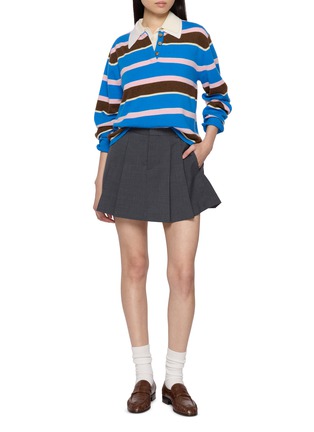 Figure View - Click To Enlarge - GUEST IN RESIDENCE - Cropped Striped Knit Cashmere Rugby Sweatshirt