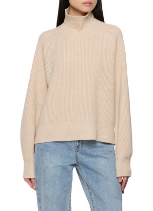 Main View - Click To Enlarge - GUEST IN RESIDENCE - Cropped Turtleneck Cashmere Rib Knit Top