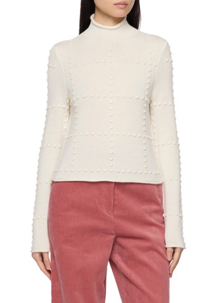 Main View - Click To Enlarge - GUEST IN RESIDENCE - Popcorn Mock Neck Cashmere Wool Knit Top