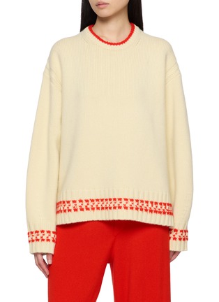 Main View - Click To Enlarge - GUEST IN RESIDENCE - Tipped Cozy Crewneck Cashmere Wool Blend Knit Sweater