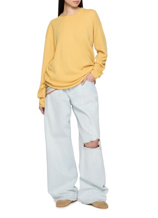 Figure View - Click To Enlarge - GUEST IN RESIDENCE - Oversized Rolled Edge Crewneck Sweater