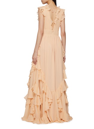 Back View - Click To Enlarge - ULLA JOHNSON - Florella Sleeveless Ruffled Silk Gown