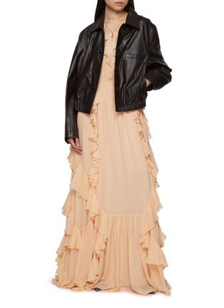 Figure View - Click To Enlarge - ULLA JOHNSON - Florella Sleeveless Ruffled Silk Gown