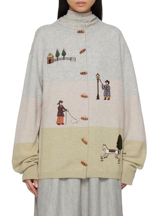 Main View - Click To Enlarge - FAFAMOON - Horn Button Washed Knit Cardigan