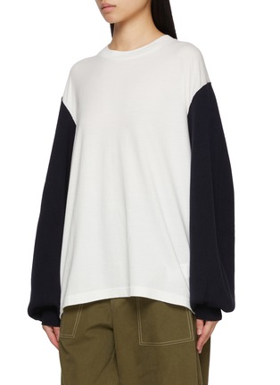 Detail View - Click To Enlarge - FAFAMOON - Layered Knit Sweatshirt Two-Piece Set