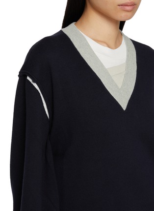  - FAFAMOON - Layered Knit Sweatshirt Two-Piece Set