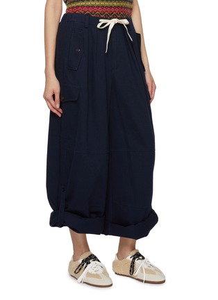 Detail View - Click To Enlarge - FAFAMOON - Elasticated Drawstring Waistband Washed Work Pants