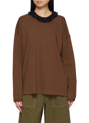 Main View - Click To Enlarge - FAFAMOON - Long Sleeve Ruffle Collar Top