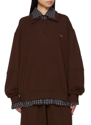 Main View - Click To Enlarge - FAFAMOON - Shirt Layered Two-Piece Hoodie