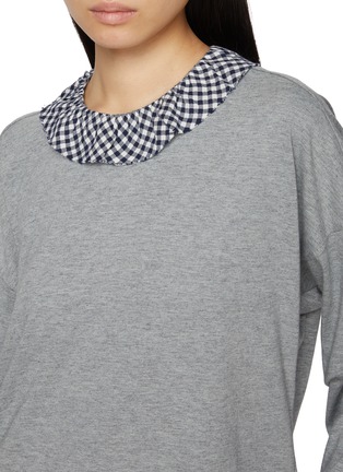  - FAFAMOON - Long Sleeve Chequered Collar Top
