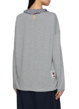 Back View - Click To Enlarge - FAFAMOON - Long Sleeve Chequered Collar Top