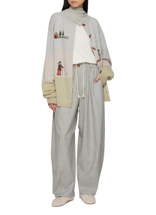 Figure View - Click To Enlarge - FAFAMOON - Front Curve Wide Leg Wool Pants