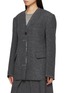 Detail View - Click To Enlarge - FAFAMOON - Knit Stand Collar Wide Shoulder Waist Cinched Blazer