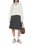Figure View - Click To Enlarge - FAFAMOON - Triangle Contrast Stitch Dotted Pleated Skirt
