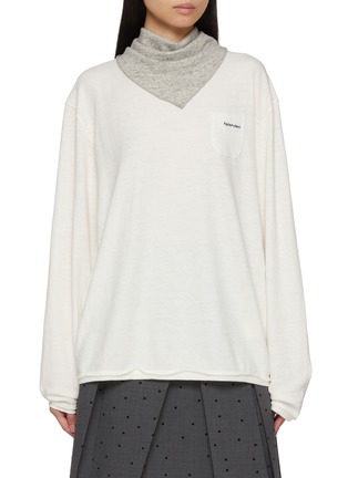 Main View - Click To Enlarge - FAFAMOON - Long Sleeve Scarf Top