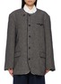 Main View - Click To Enlarge - FAFAMOON - Triangle Stitch Contrast Lapel Wide Shoulder Blazer