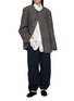 Figure View - Click To Enlarge - FAFAMOON - Triangle Stitch Contrast Lapel Wide Shoulder Blazer